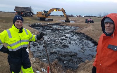 Hreinsun skurða og tjarna á Garðavelli