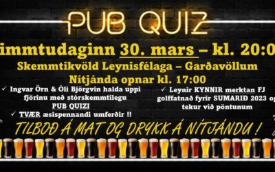 Skemmtikvöld – Pub Quiz – Golffatnaður