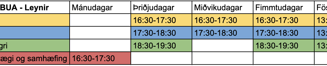 Æfingatafla í kjallara Garðavalla